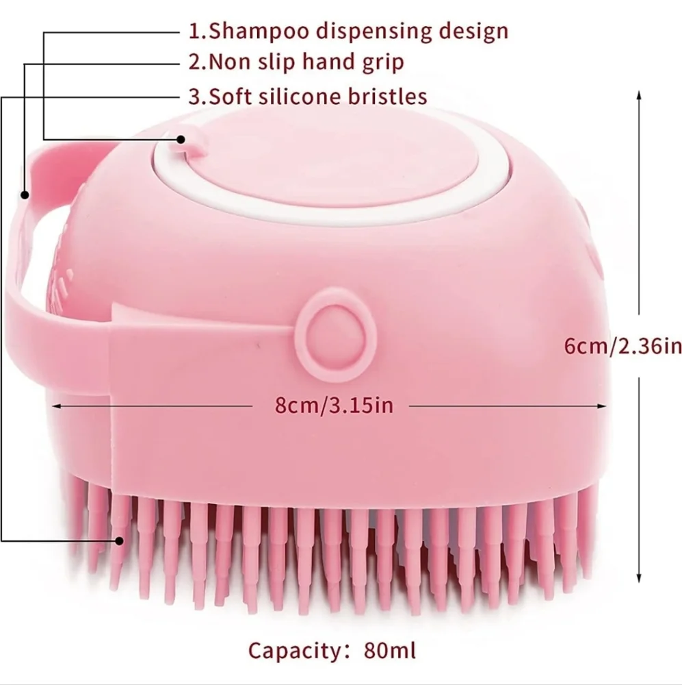 Dog Bath Brush Silicone (Pink)